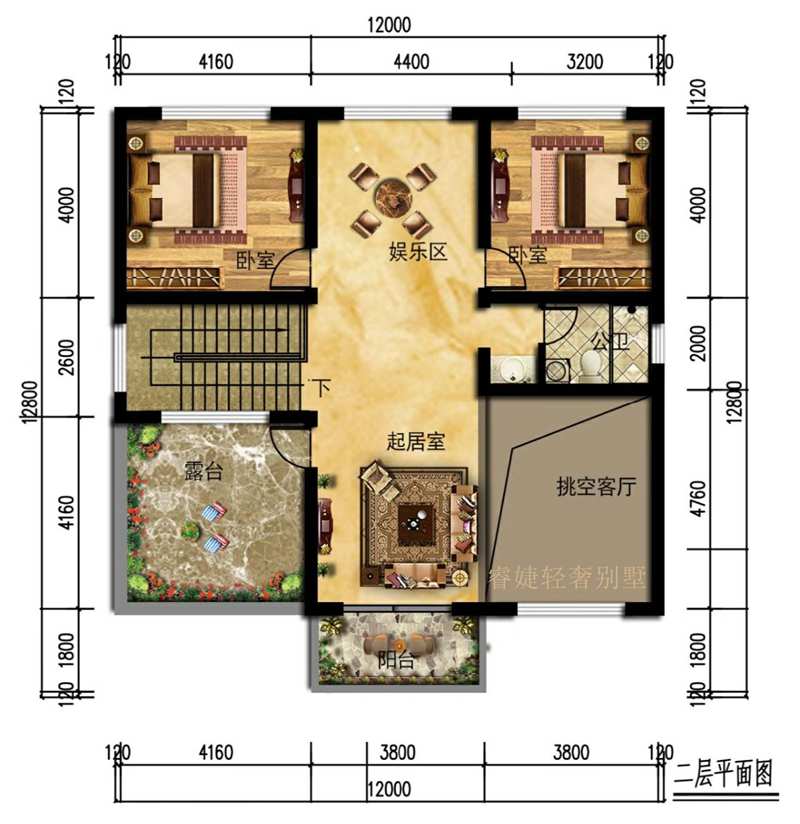 非常火的簡歐風格二層小別墅(圖6)