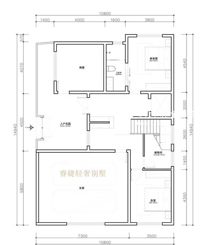 現(xiàn)代別墅占地145平設(shè)計圖紙帶兩種效果圖還有電梯(圖5)